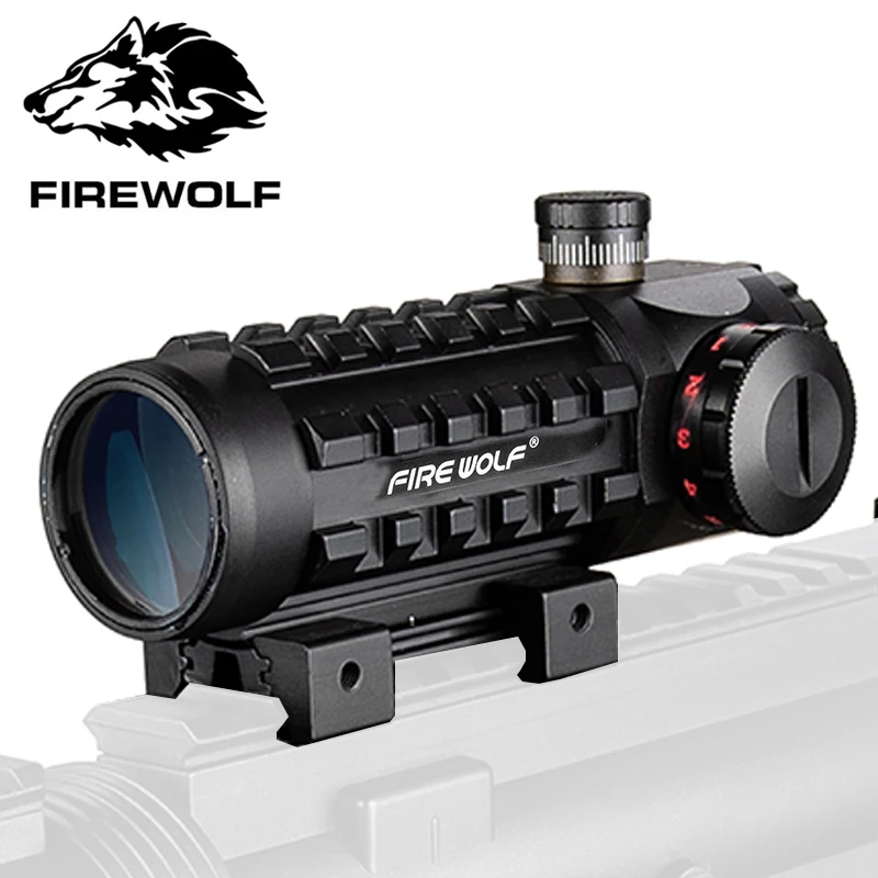 Тактический Оптический прицел FIRE WOLF 3X28 охотничий зеленый красный с красной