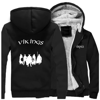 

Streetweat Thick Warm Anime VIKINGS Pattern Casual Pattern Hoodies Winter Men Hoodie Windbreaker Harajuku Coat Outerwear