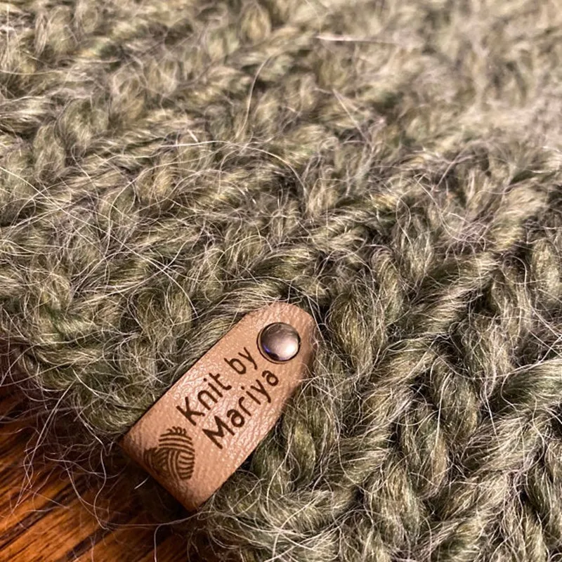 30pcs Personalised Handmade Leather tags knitting garment Sew-in Crochet label text Clothing Hat Handcraft labels