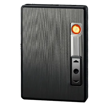 

10pcs/lot Creative Windproof Automatic Cigarettes Charging USB Lighter Electronic smoking Lighter Portable Metal 5 Sticks box