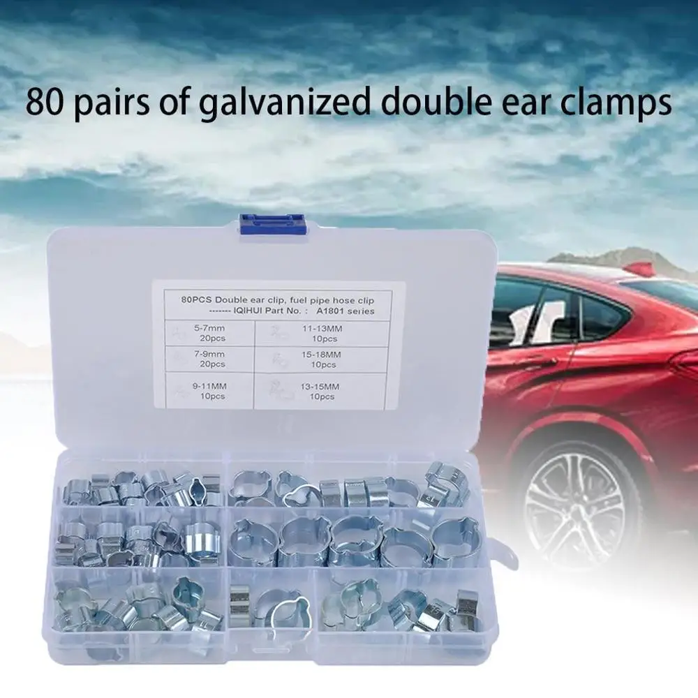Eighty Pairs Of Galvanized Double Ear Clamps And Fuel Pipe Hose Clamps Fixture Clamp For Fuel Pipe