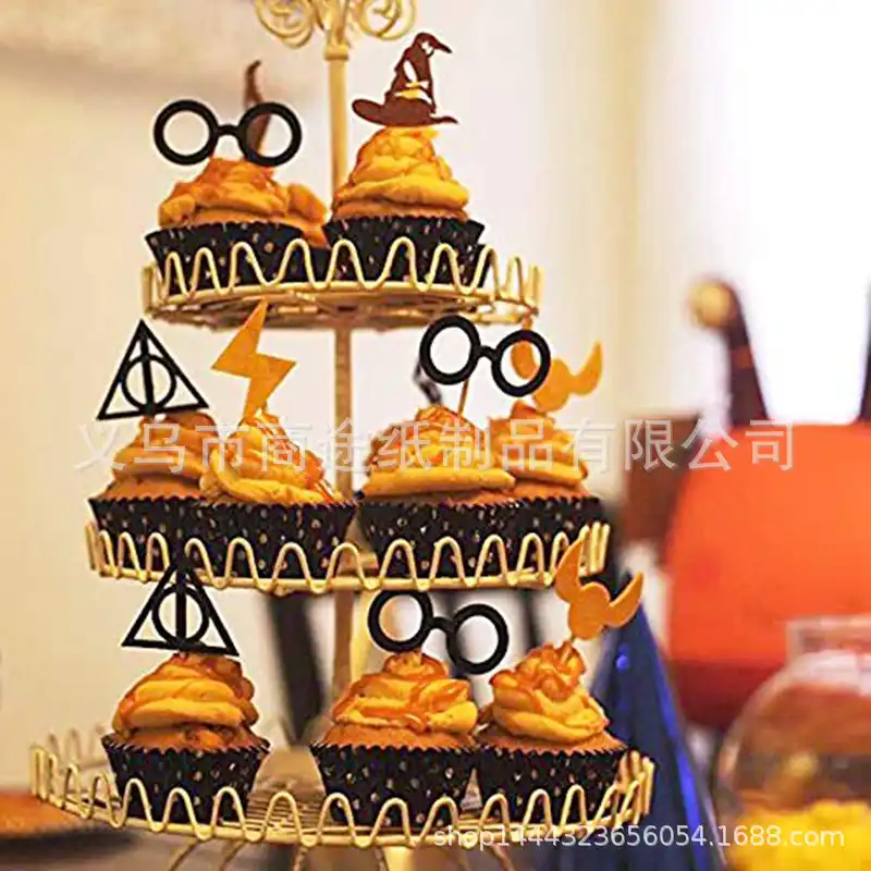 Creative Glasses Wizard Hat Harry Potter Cake Inserting Card