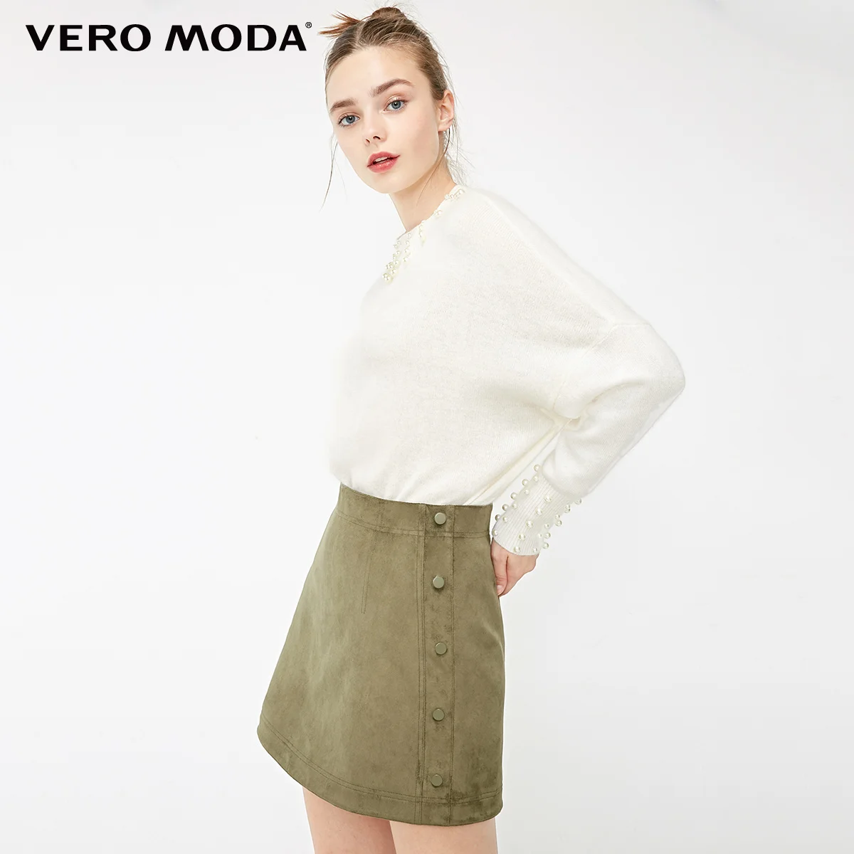 Vero Moda Женская мини-юбка с декоративными пуговицами и высокой посадкой | 319116513 - Цвет: Safari