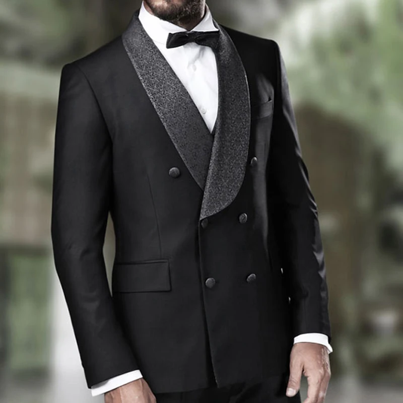 Индивидуальные свадебные смокинги жениха для мужчин двубортный шаль нагрудные новая мода Slim Fit пользовательские мужские костюмы 2 шт. куртка брюки