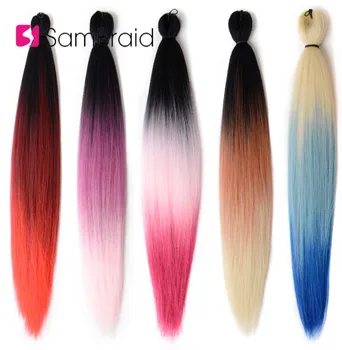 

SAMBRAID EZ Braid synthetic Braiding Hair Extensions Pre-Stretched Pink Ombre Jumbo Braids Crochet Hair For Women 24 inch