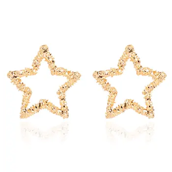 

Europe and America Fashion Ear Stud Female Cool Alloy Five-pointed Star Ear Stud Cross Border Versatile Simple Earrings F8260