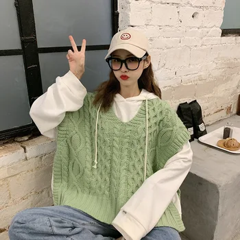 

2020 Autumn& Winter New Arrival Personality Split Loose Sweatshirt Design Splicing Fake Two Long Sleeve Sweatshirt Free Shipping