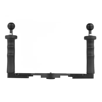 

Aluminum Alloy Diving Handle Tray Bracket Dual Handheld Hand Grip Video Stabilizer Portable Balancer Holder with Ball Adapter