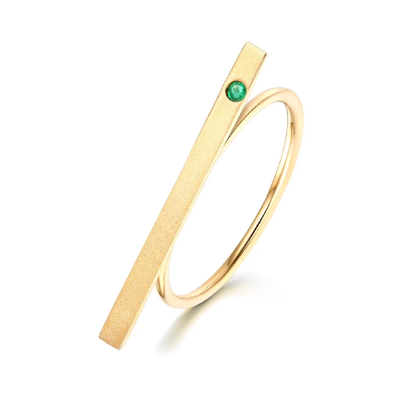 

2019 New Hotsale Emerald Rectangle 14K Real Solid Gold Rings Bands for Women Fancy Upscale Genuine Gemstone Office Jewelry Gift