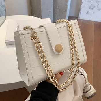 

Stone pattern Square Tote bag 2020 Fashion New High-quality PU Leather Women's Designer Handbag Chain Shoulder Messenger Bag