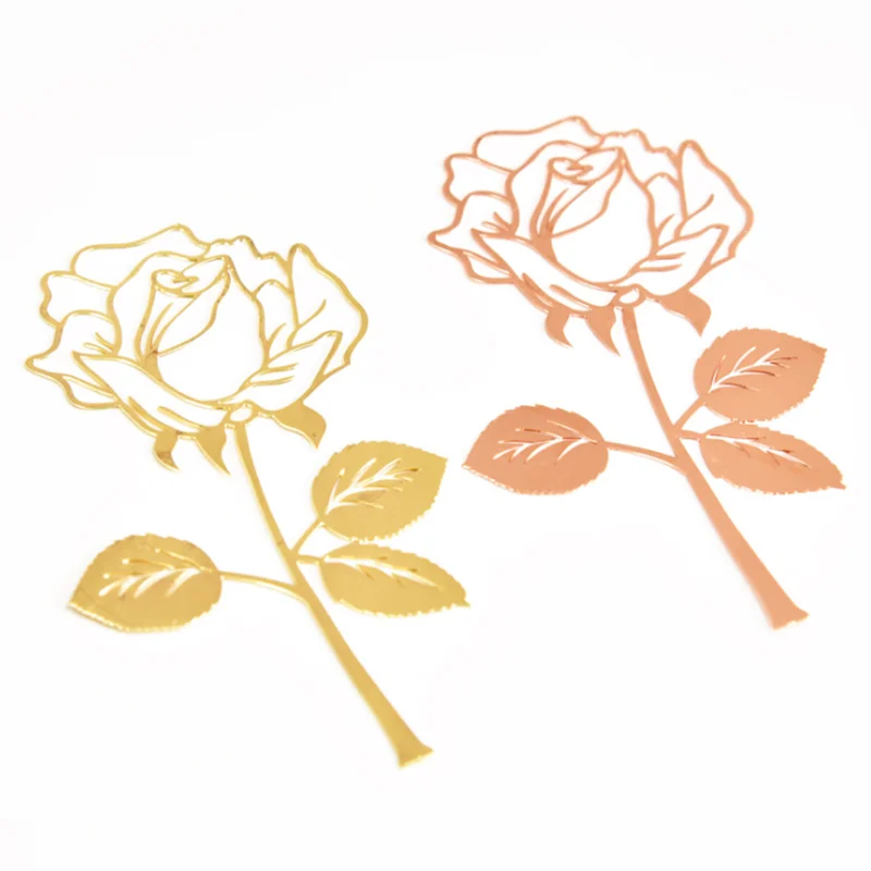 

1PC Luxury Rose Gold Metal Flower Bookmark & Greeting Cards Fashion Gold Clips for Books Paper Creative Products Office Supplies