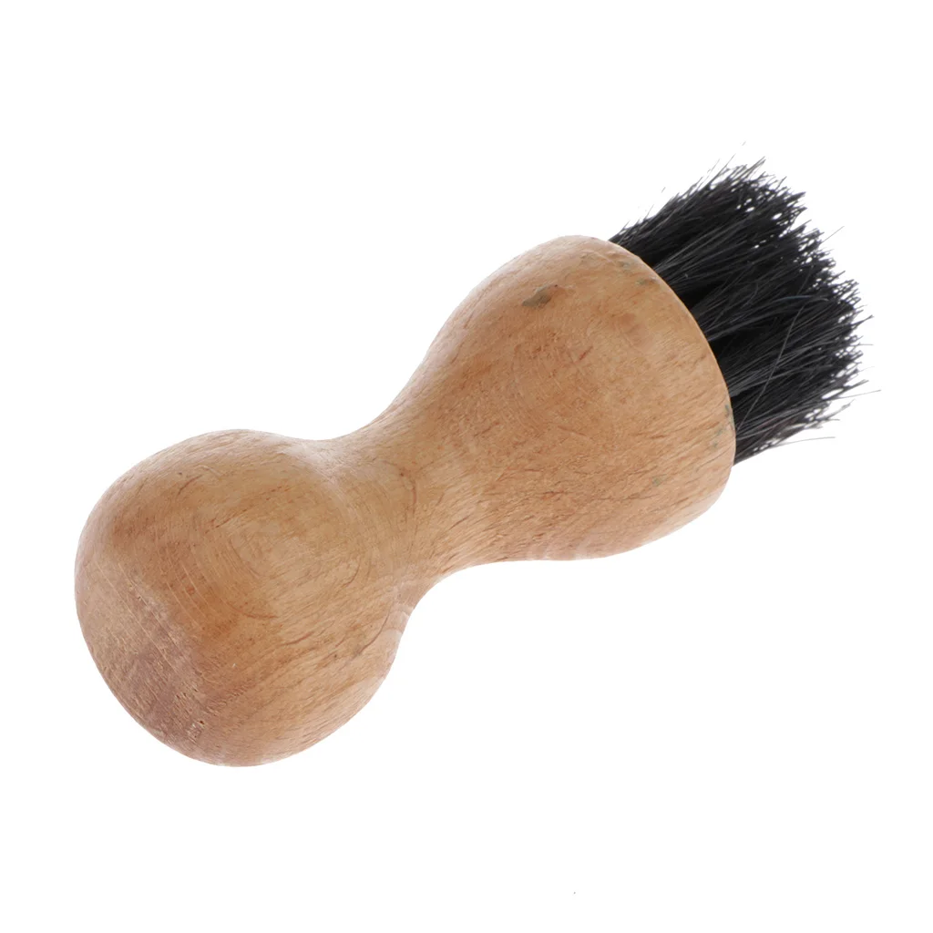Natural Pig Hair Buffing Brush Wood Handle Polish Applicator For Shoes Boots