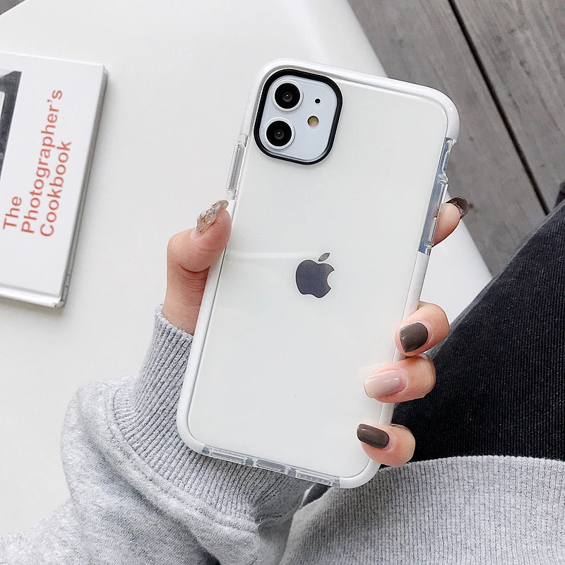 Ударопрочный Прозрачный чехол для телефона iPhone 11 Pro Max XR XS X 7 8 Plus однотонный