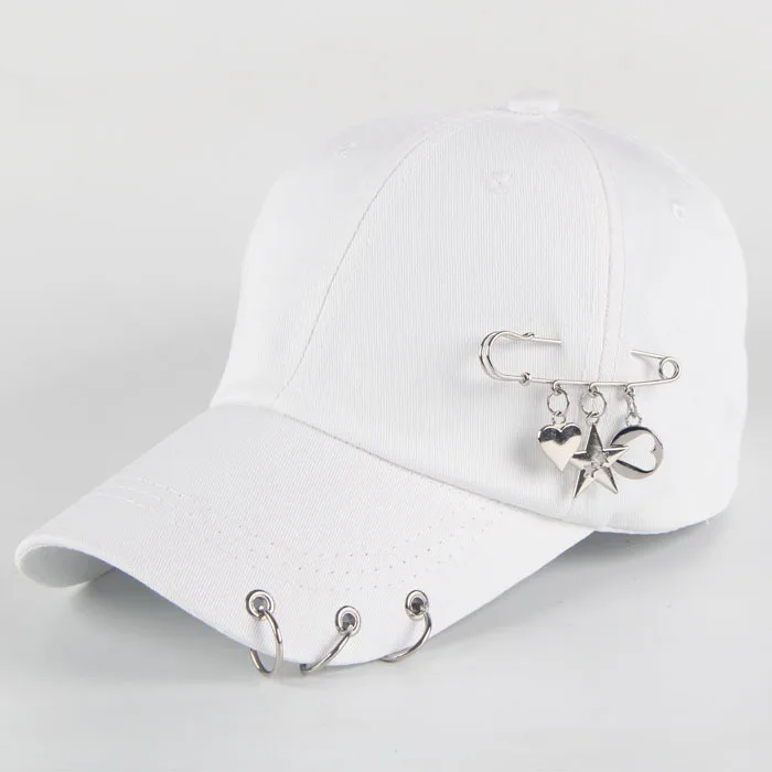 Fashion hip hop cotton baseball cap Creative Piercing Ring Caps Punk Adult Casual Solid Adjustable Unisex hat Snapback hats