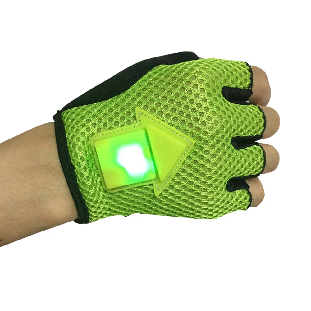 Зеленый Smart Cycling Gloves LED Turn Automatic Induction Turn Signal Gloves Warning Light Outdoor Riding Cycling Gloves WHShopp - Цвет: Зеленый