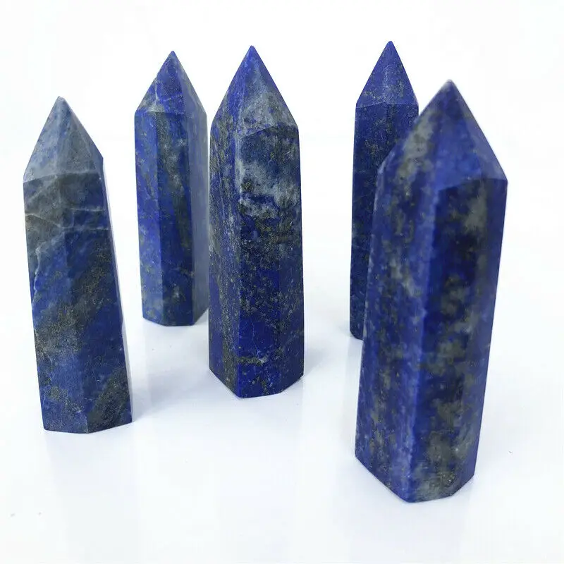 

1pc Natural Lapis Lazuli Wand Point Chakra Stones and Healing Crystals Obelisk Natural Crystal Point Wand Freeshipping