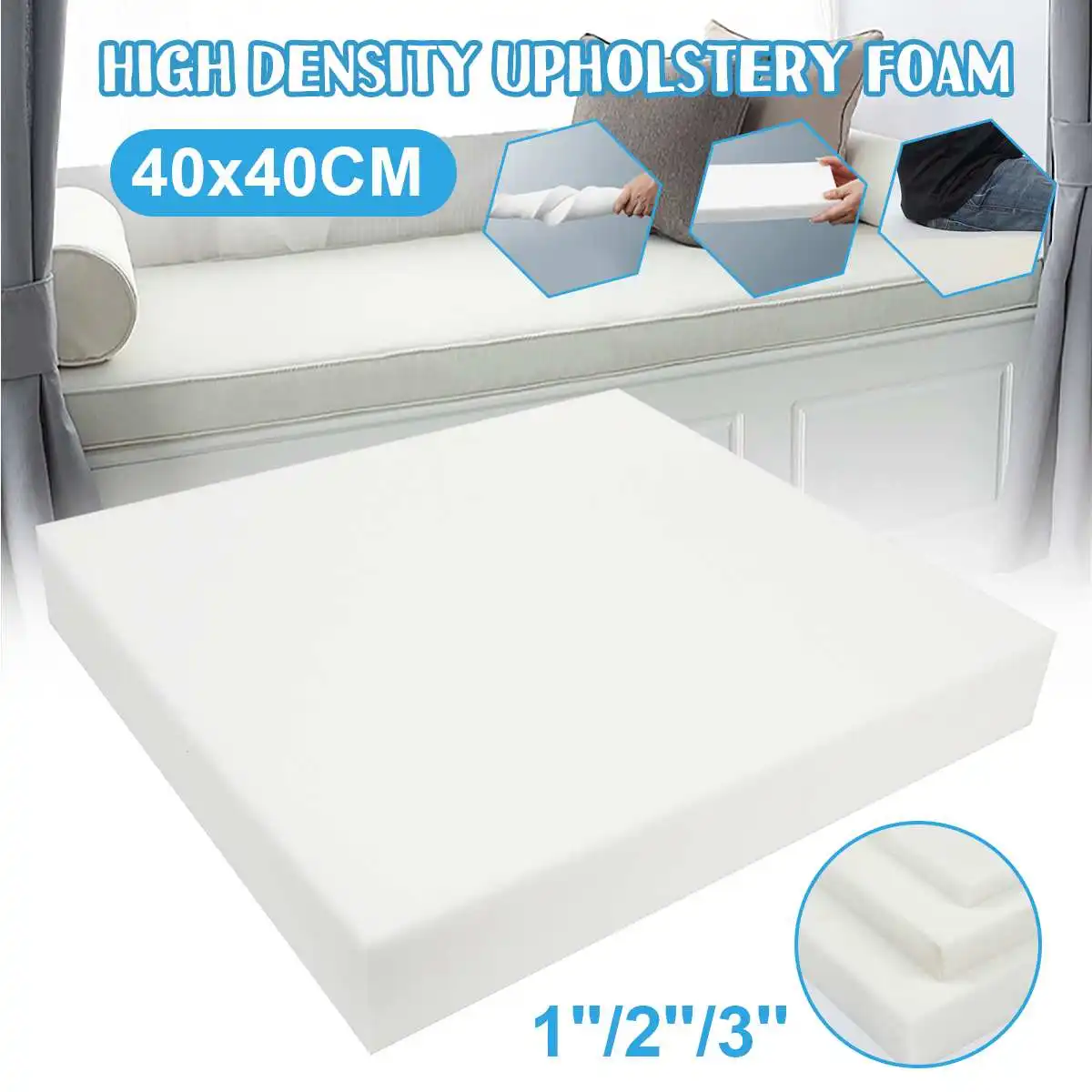High Density Foam Sheets Cushions Seat Pads Cut to Any size Upholstery Foam 