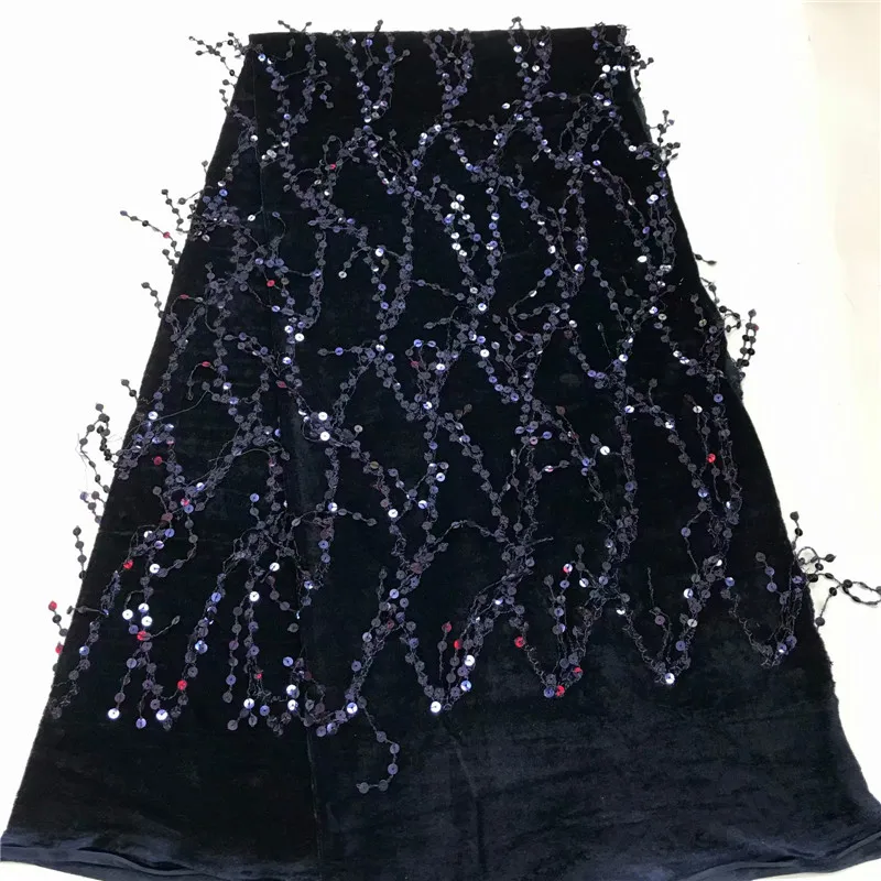 High Quality velvet green Lace Fabric Top Selling Embroidered African French Lace sequins Tulle Lace Fabric for Wedding