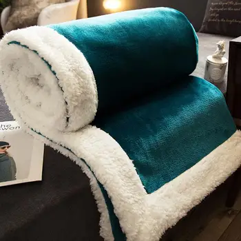 

49Warm Thick Lambskin Fleece Blanket Adult Coverlet Fuzzy Sherpa Throw Blankets for Beds Plaid Sofa Couch Cover Bedspread Deken