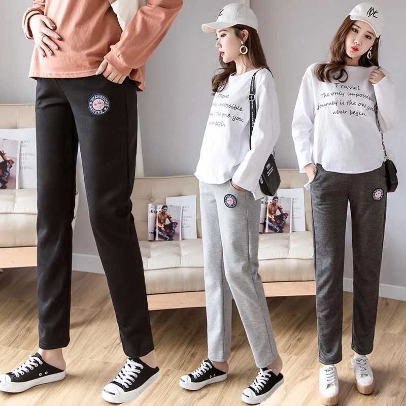 

810# Autumn Casual Maternity Pants Elastic Waist Straight Sports Belly Pants Clothes for Pregnant Women Pregnancy Trousrs