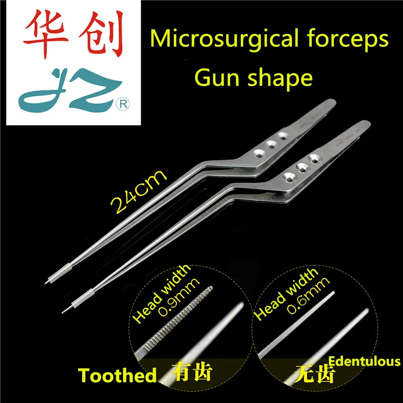 

JZ Cranial nerve Surgical instrument medical Brain Tweezers Z type Microsurgical fine forceps Soft tissue Polyp tumor Extirpater