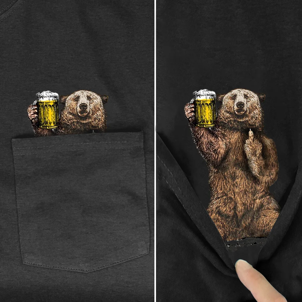 Bear Beer Camping Pocket Tee