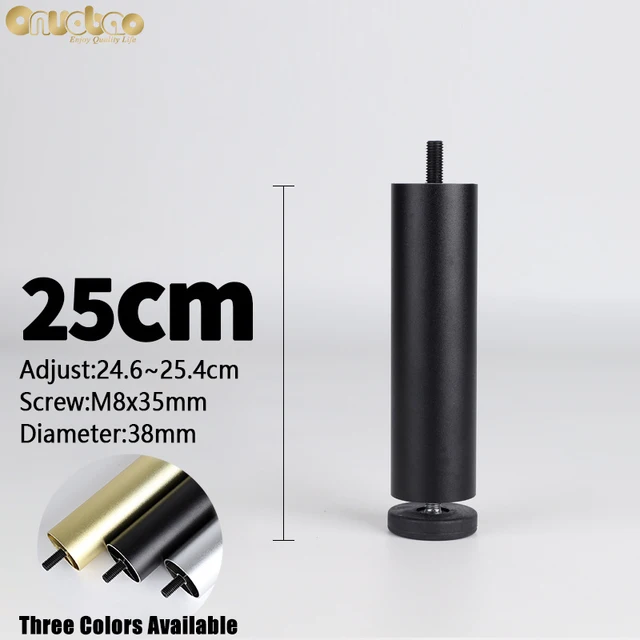 Onuobao 4PCS Furniture Leg M8 Screw Adjustable Aluminum Alloy Sofa Leg for Table Legs Raised Feet Refrigerator Washing Machine Black-25cm