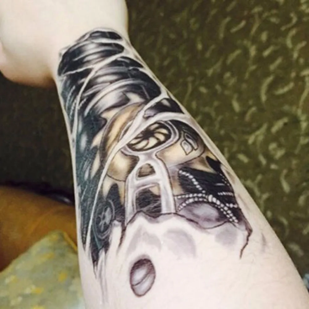 1pc Body 3D Mechanical Large Arm Tattoo Sticker Waterproof Temporary Tattoos For Boys Men Arm Tattoo Stickers