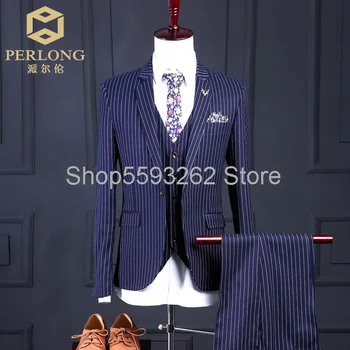 

Suit suit three-piece groom wedding dress slim business professional casual suit male