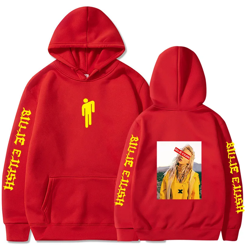 Red 03 Billie Eilish, модные толстовки с принтом для мужчин/женщин, толстовки с капюшоном и длинным рукавом,, повседневные трендовые уличные толстовки - Цвет: Red 03