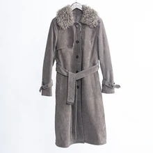 Настоящее пальто с мехом для женщин размеры парка из натуральной свиной кожи с натуральным подкладка из натуральной овечьей шерсти Женская Толстая теплая верхняя одежда, детская одежда