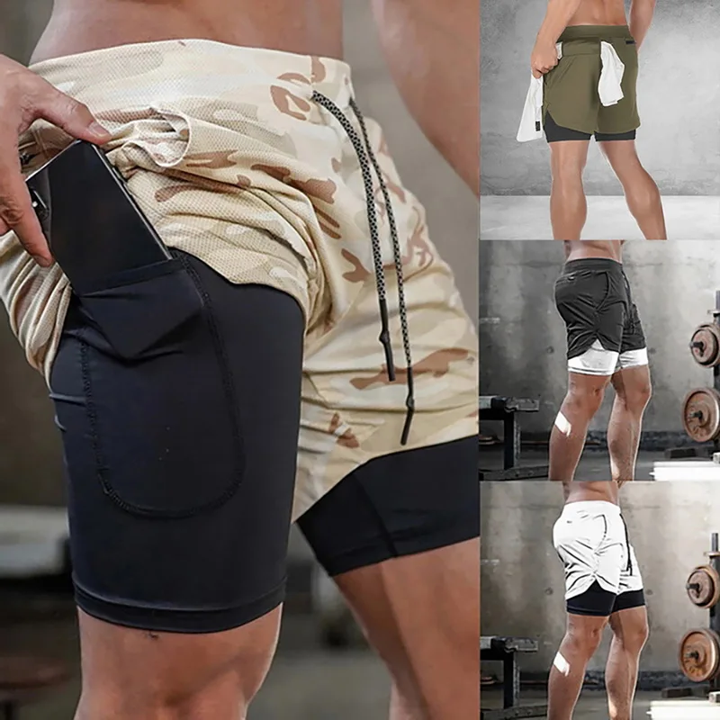 

2020 Summer Running Shorts Men 2 in 1 Sports Jogging Fitness Shorts Training Quick Dry Mens Gym Men Shorts Sport gym Short Pants