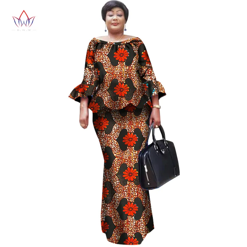 Африканская восковая юбка с принтом наборы для женщин Базен Riche размера плюс традиционная африканская одежда Дашики комплект из двух частей юбка WY1098 - Цвет: 13