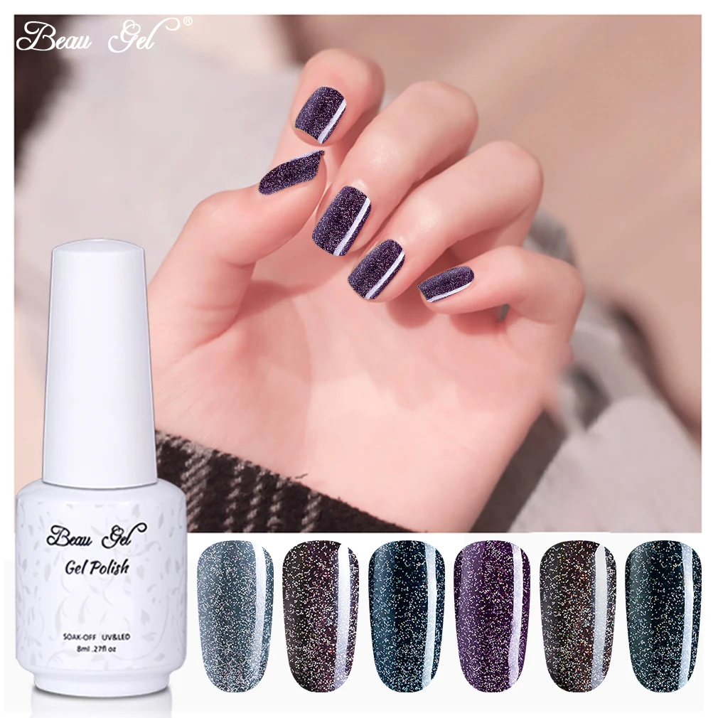

Beau Gel 8ML Black Diamond Color Series Nail Gel Polish Soak Off UV LED Nail Varnish Primer Lacuqer Gel Polish Manicure