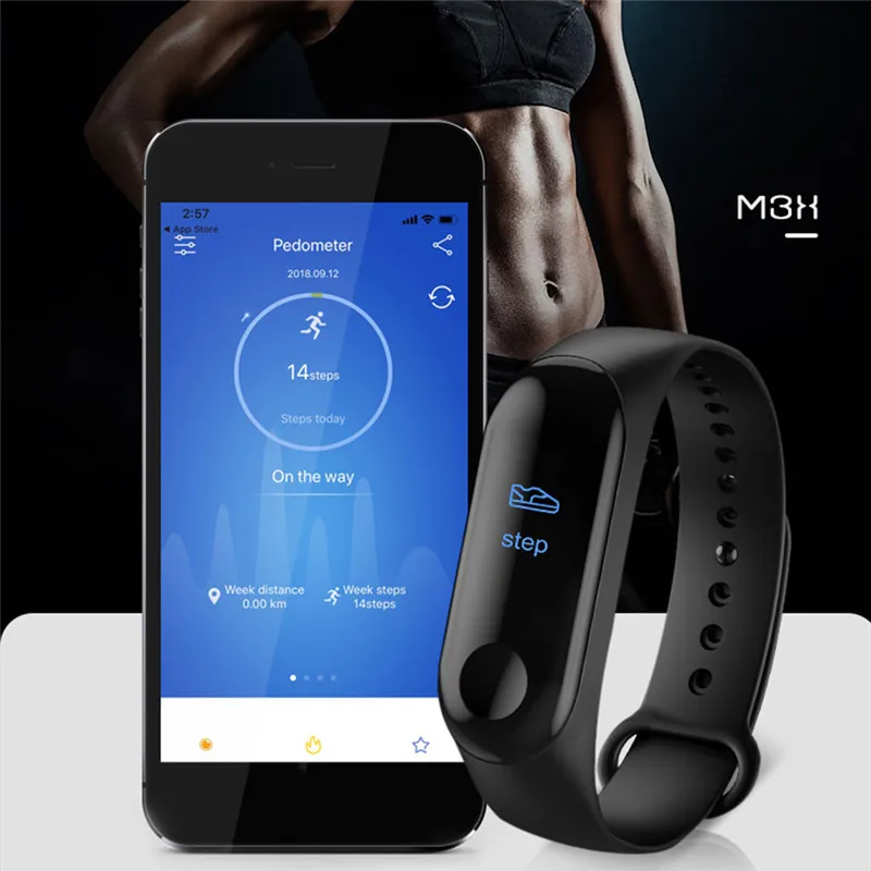 Новый умный Браслет M3plus смарт браслет с сменными ремешками пульсометром фитнес