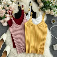 Fashion Women Summer Basic Tops Sexy Strappy Sleeveless Crop Top 2021 Female Casual Solid Color Ribbed Knit Vest