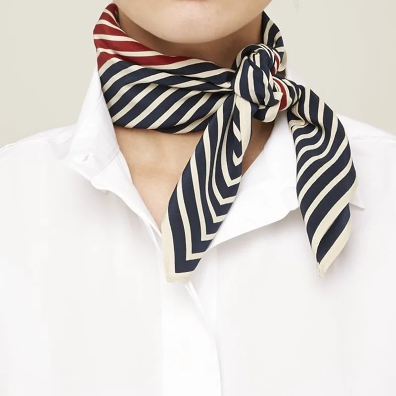 

100% SILK Scarf Female High End Fashion Accessories Striped Geometric Pattern 2021 Spring Summer