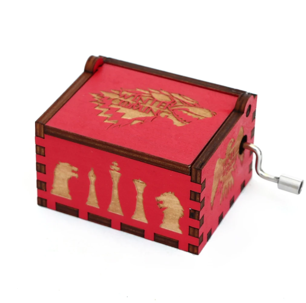 Красная деревянная резная коробка для хранения, ручная музыкальная шкатулка, Игра престолов, Красавица и чудовище, музыкальная шкатулка для девочек, подарок на день рождения