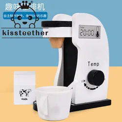 Kissteether juguete de madera para niños, juguete educativo, Serie de cocina, utensilios de cocina, máquina de café blanco y negro