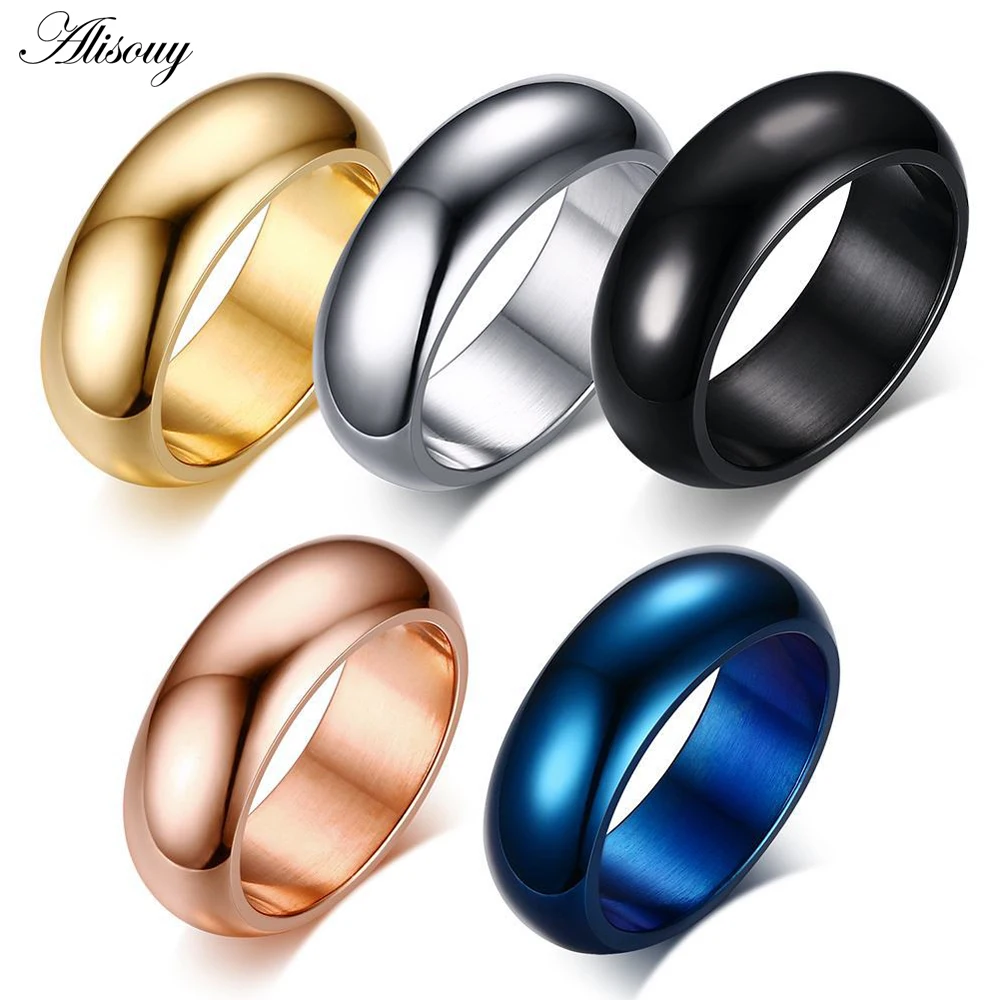 Anillo De Boda De Acero Inoxidable Para Hombre Con Borde Azul - Tallas 5 A 13, Facetado