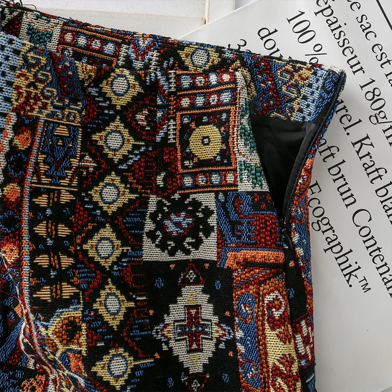 2020 Skirts Woman Boho Embroidery High Waist Mini Skirt Vintage Literary Girls Chic Pattern A-line Wrap Skirts