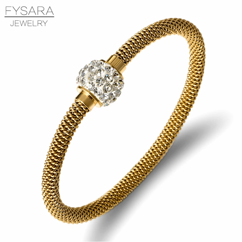 FYSARA, винтажные Очаровательные Кристаллы, браслеты, подарок на день Святого Валентина, нержавеющая сталь, золото, искажение, женские браслеты и браслеты, проволока, ювелирные изделия