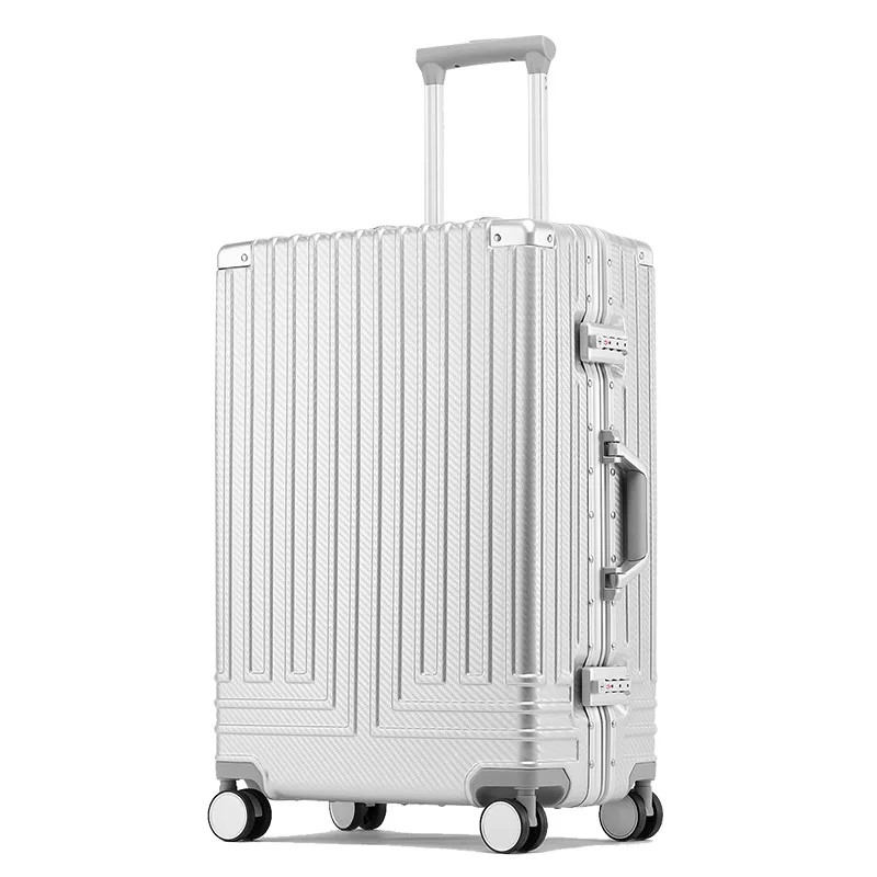 2" 24" 2" 28" дюймов Алюминиевая Рама чемодан коробка сильный бизнес-тележка для багажа Сумка на колесах фирменный туристический чемодан на вращающихся колесиках - Цвет: Silver