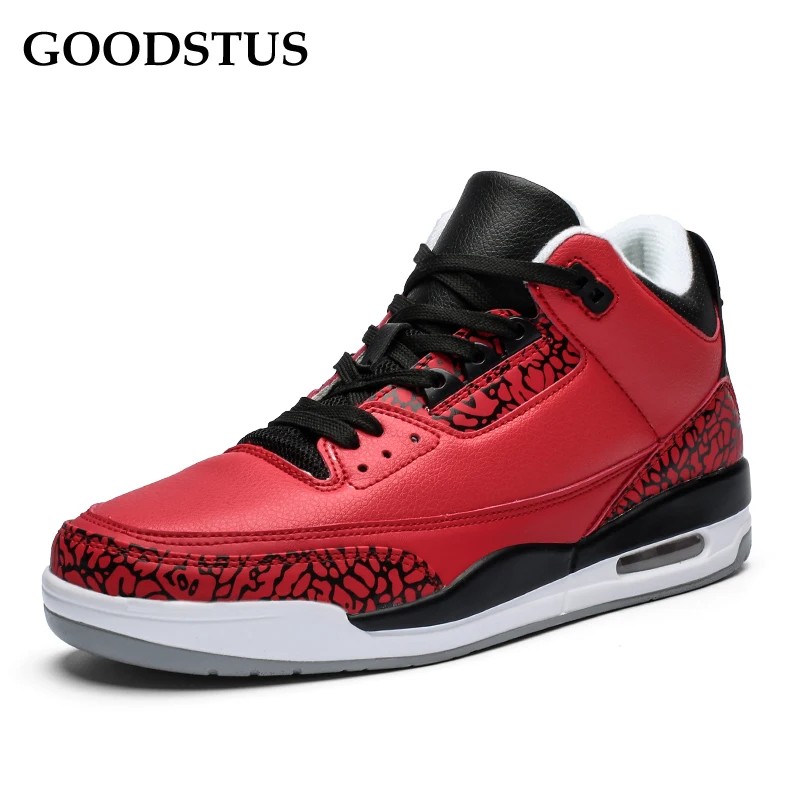 

GOODSTUS Men Sneaker Pu Vamp Breathable Air Cuthion Large Size Comfortable Solid Hightop Fathion Quality Male Basketball Sneaker