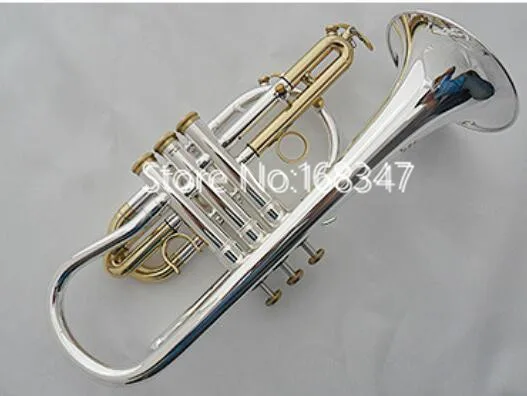 New Brand Cornet B Flat Sliver Plated Brass Keys Musical instrument With Case Accessories