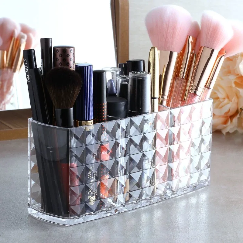 

3 Lattices Makeup Brush Holder Cosmetic Brush Box Table Organizer Makeup Nail Polish Cosmetic Holder Make Up Tools Boxes