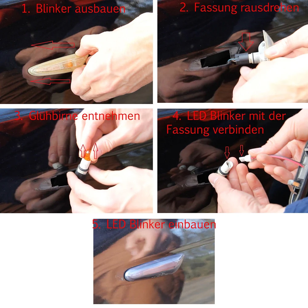 2 шт. дымовой объектив Динамический светодиодный указатель Поворота Боковой