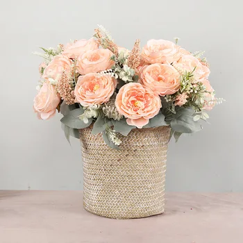 

11 sweetheart tea rose simulation flowers plant vase home decoration accessories wholesale