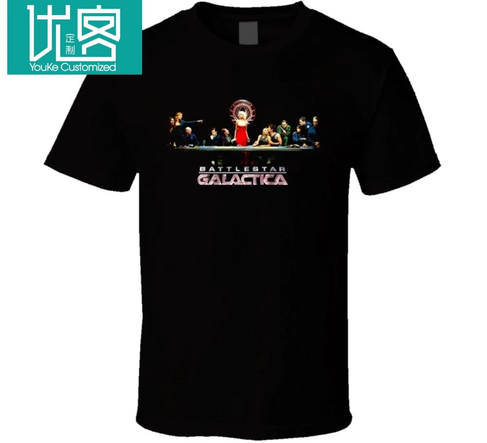 

Battlestar Galactica Logo Tv Series Last Supper T Shirt Sleeve Tee Shirt Homme T-shirt Ment Shirt Summer Style