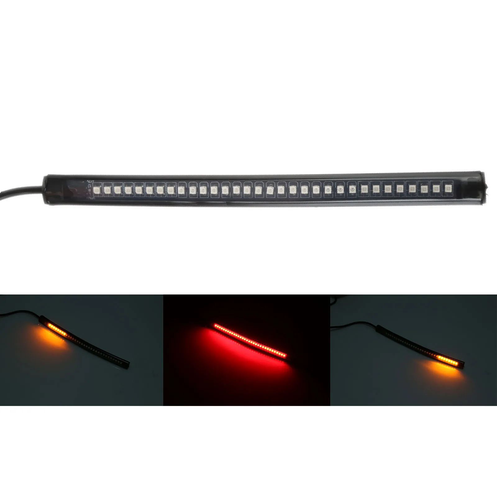 

Universal Motorcycle Flexible Strip Led Turn Signal License Plate Light Strip ATV Tail Brake Stop Lights 32LEDs Integrated Light